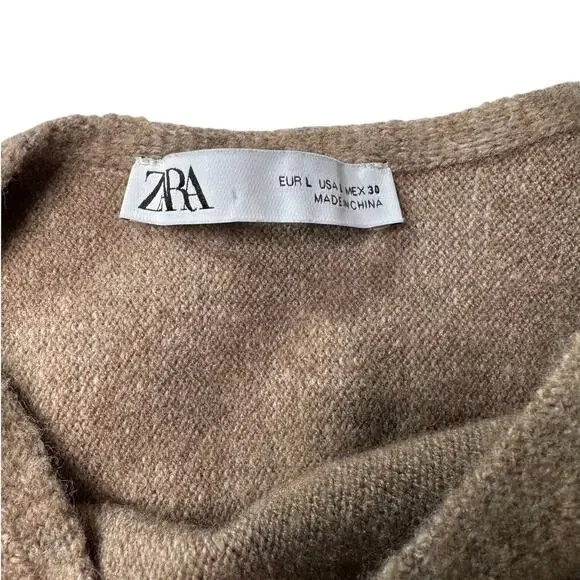 Zara Taupe Textured Wool & Camel Knit Bodysuit Size Large - Picture 13 of 15